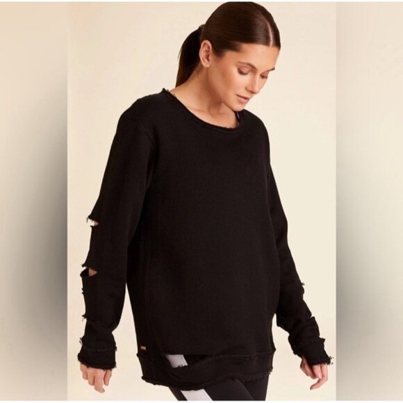 ALALA CYPHER SWEATSHIRT DISTRESSED THRASHED BLK GRUNGE SZ M ELEVATED ATHLEISURE - Picture 2 of 11